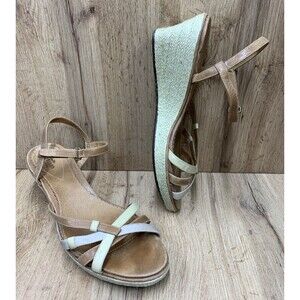 Clarks Artisan Collection Women's Espadrille Wedge Sandals Hook & Loop Brown 12M